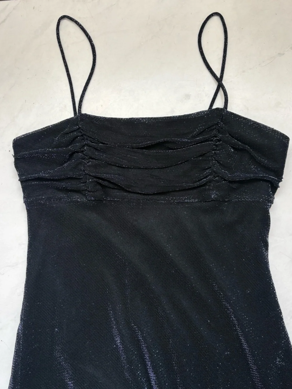 Vintage Size 7/8 Black Metallic Cami Babydoll Maxi Dress Goth‎ Glam Whimsigoth